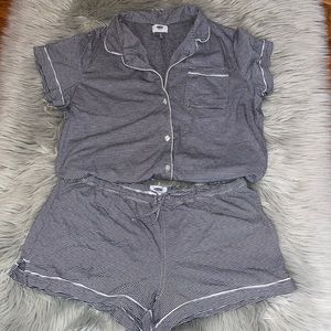 Black and White Striped Pajama Set